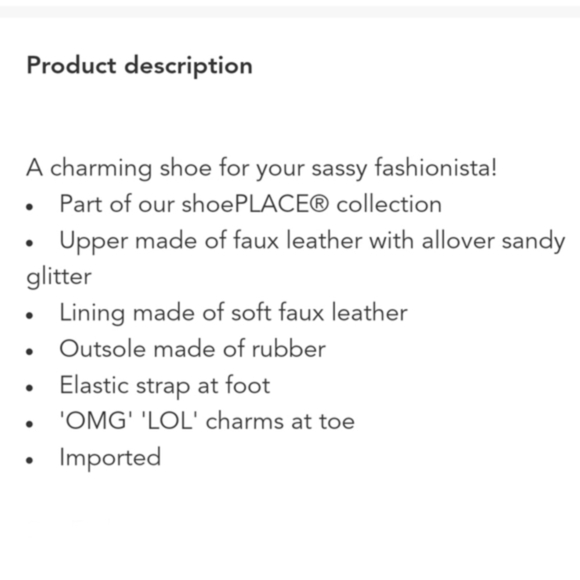 Children’s Place OMG Charm Glitter Flats | Navy Faux Leather Elastic Strap Sz 6T - Picture 4 of 7